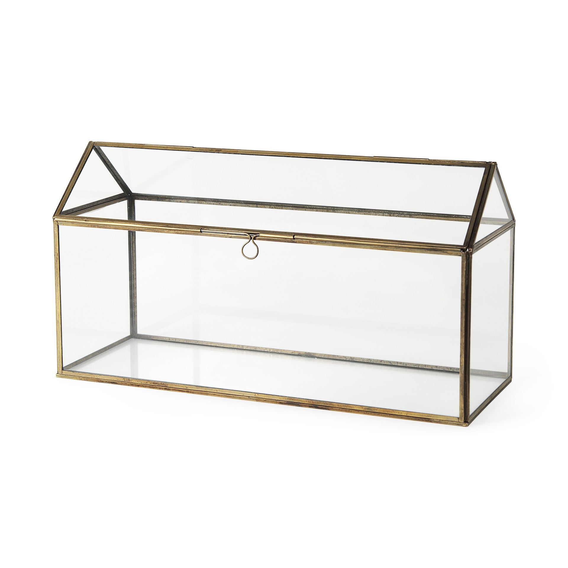 Modern Rustic Gold Metal And Glass Terrarium