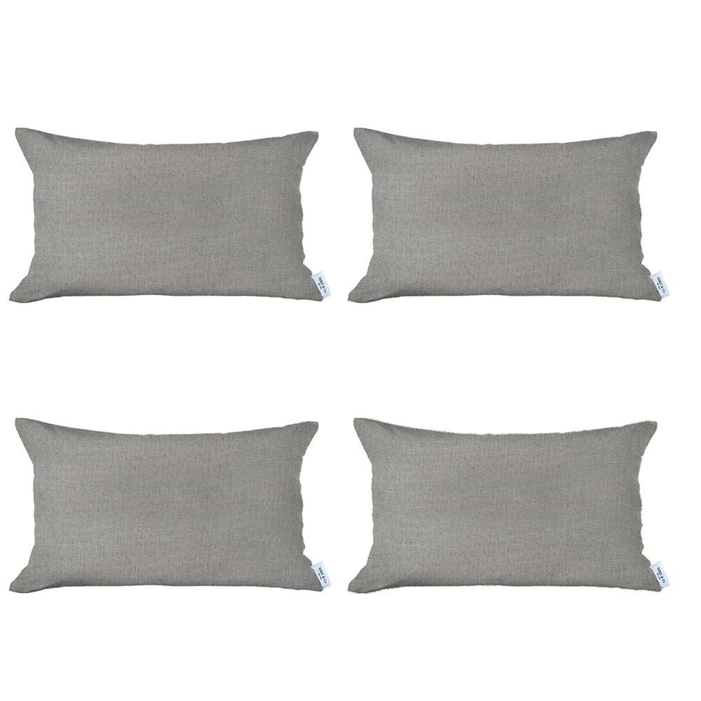 Set Of 4 Cream Jacquard Lumbar Pillow Covers