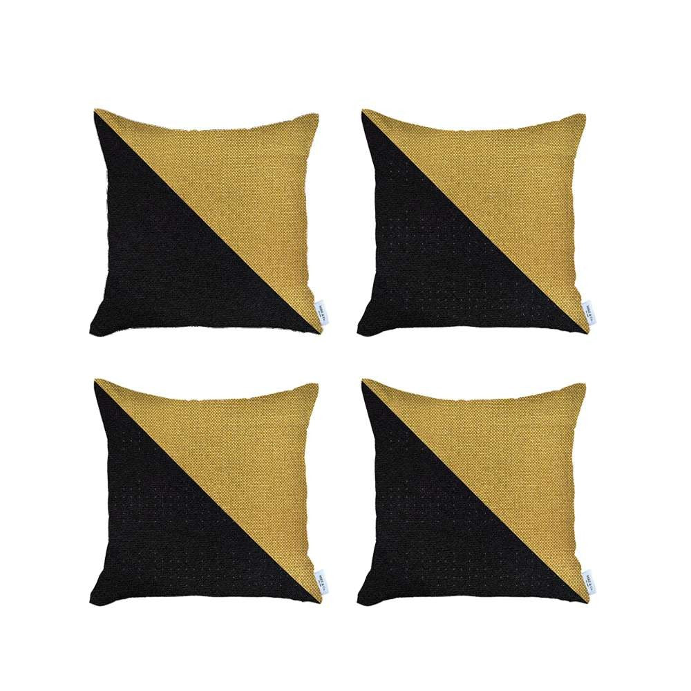 Set Of 4 Black And Yellow Diagonal Pillow Covers - 99fab 