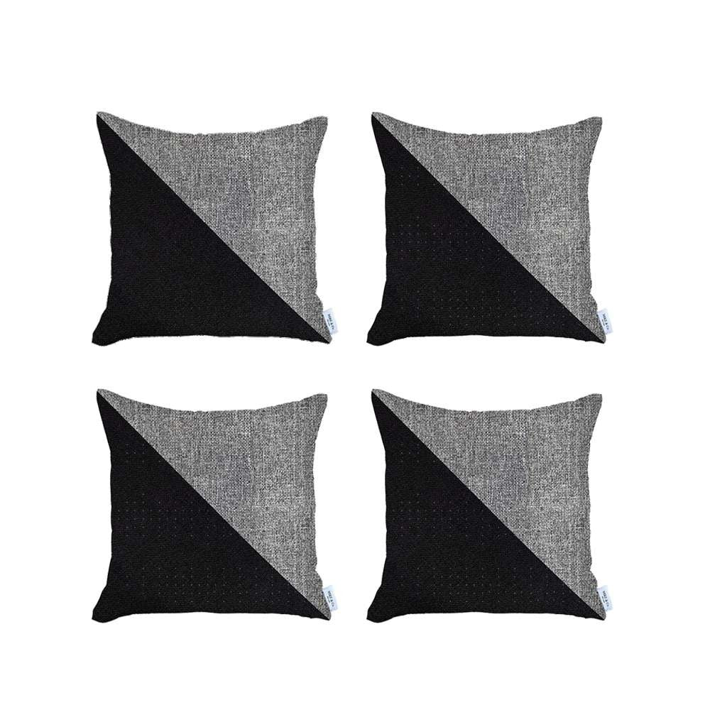 Set Of 4 Black And White Diagonal Pillow Covers - 99fab 