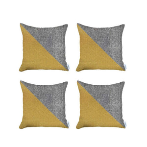 Set Of 4 White And Yellow Diagonal Pillow Covers