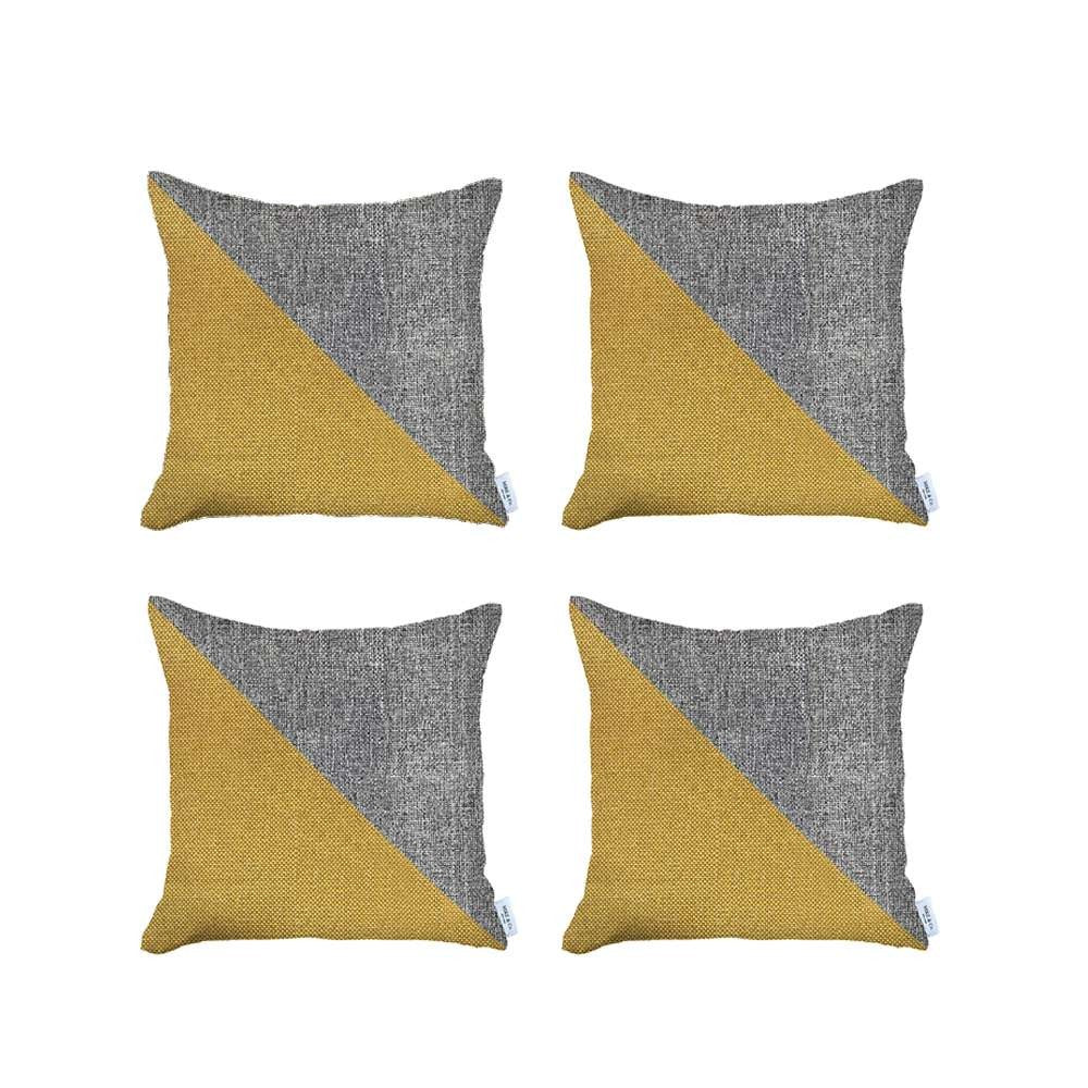 Set Of 4 White And Yellow Diagonal Pillow Covers - 99fab 