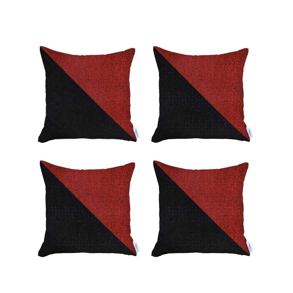 Set Of 4 Black And Red Diagonal Pillow Covers - 99fab 