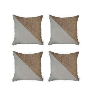 Set Of 4 White And Tan Diagonal Pillow Covers