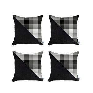 Set Of 4 Black Houndstooth Pillow Covers