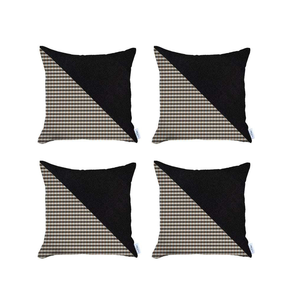 Set Of 4 Tan Houndstooth Pillow Covers - 99fab 