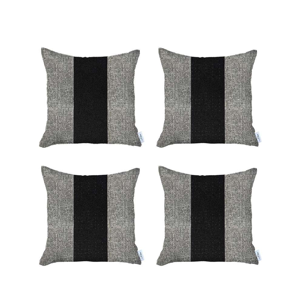 Set Of 4 Gray And Black Center Pillow Covers - 99fab 