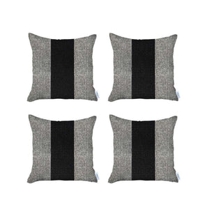 Set Of 4 Gray And Black Center Pillow Covers