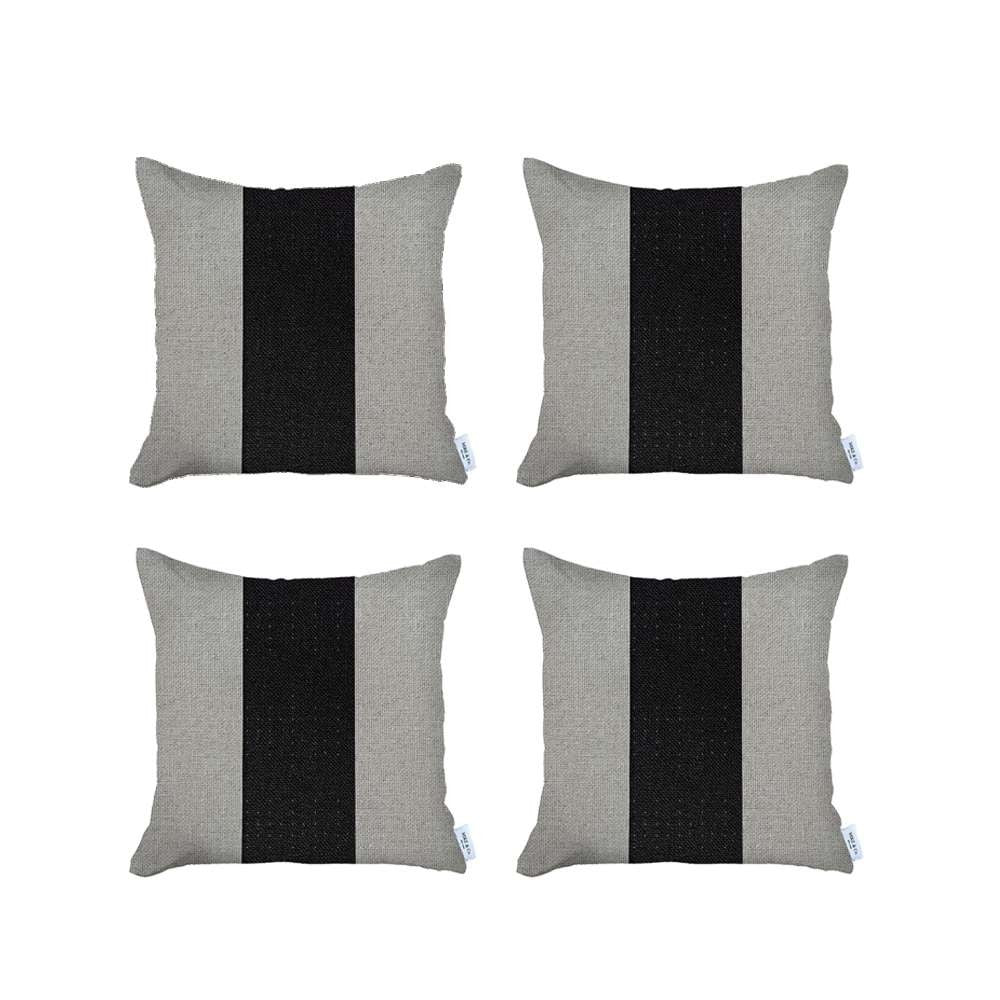 Set Of 4 Black And Yellow Center Pillow Covers