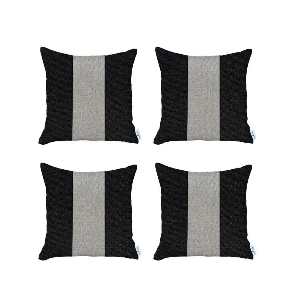 Set Of 4 Black And White Center Pillow Covers - 99fab 