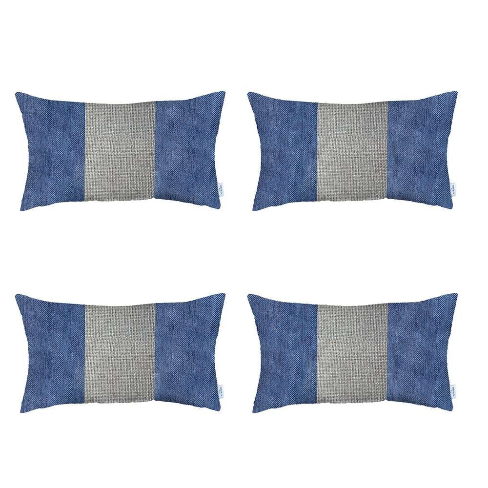 Set Of 4 Blue And White Lumbar Pillow Covers - 99fab 