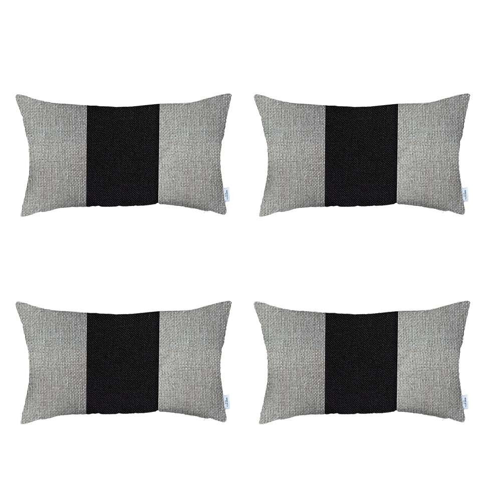 Set Of 4 White And Black Lumbar Pillow Covers - 99fab 