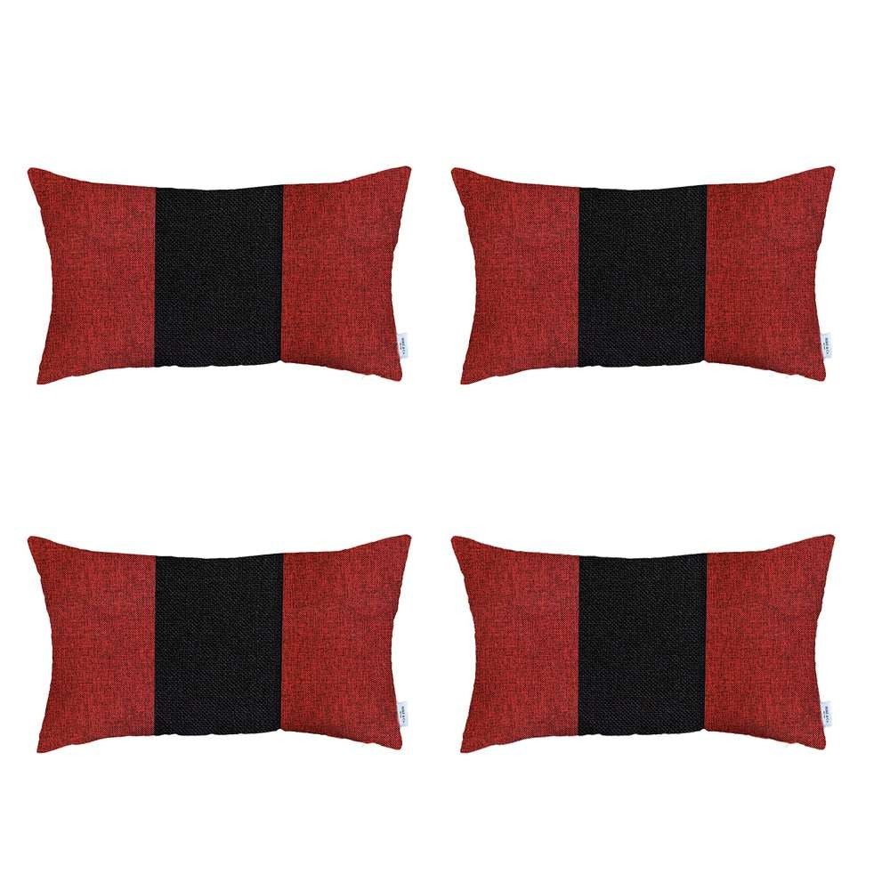 Set Of 4 Red And Black Lumbar Pillow Covers - 99fab 