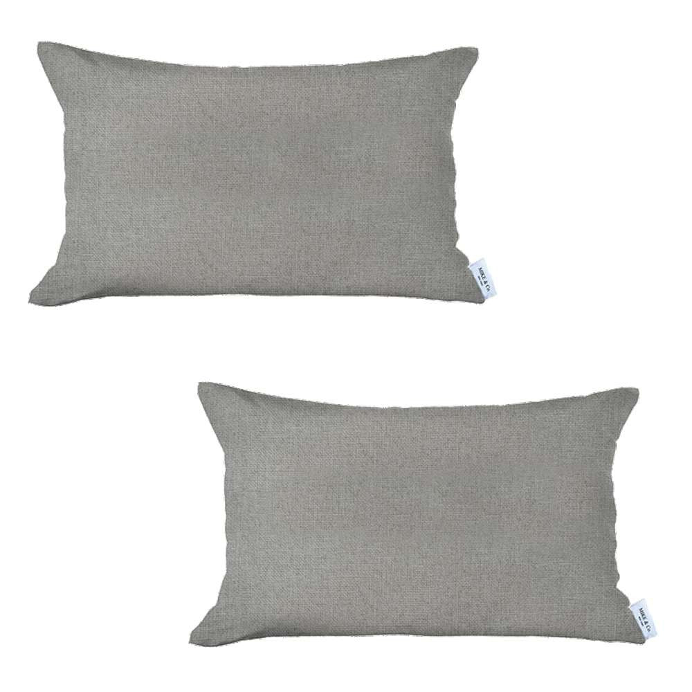 Set Of 2 White Solid Lumbar Pillow Covers - 99fab 