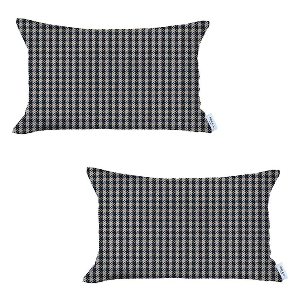 Set Of 2 Gray Houndstooth Lumbar Pillow Covers - 99fab 