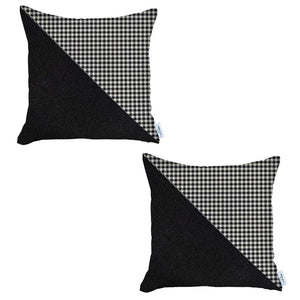 Set Of 2 Black Houndstooth Pillow Covers