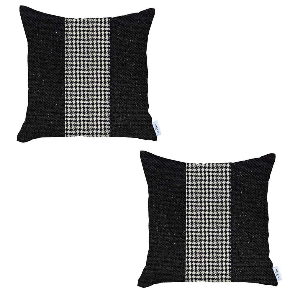 Set Of 2 Black And White Houndstooth Pillow Covers - 99fab 