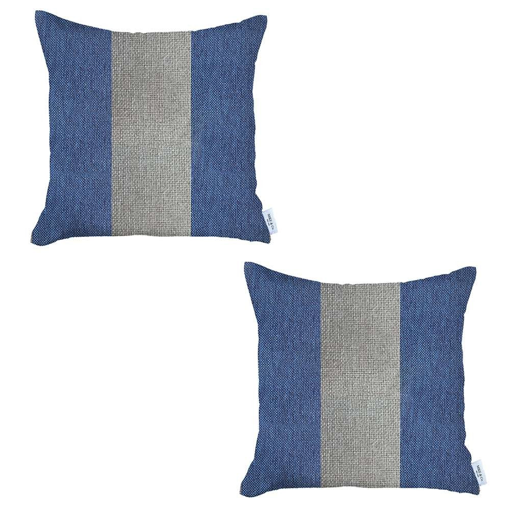 Set Of 2 Blue And White Center Pillow Covers - 99fab 