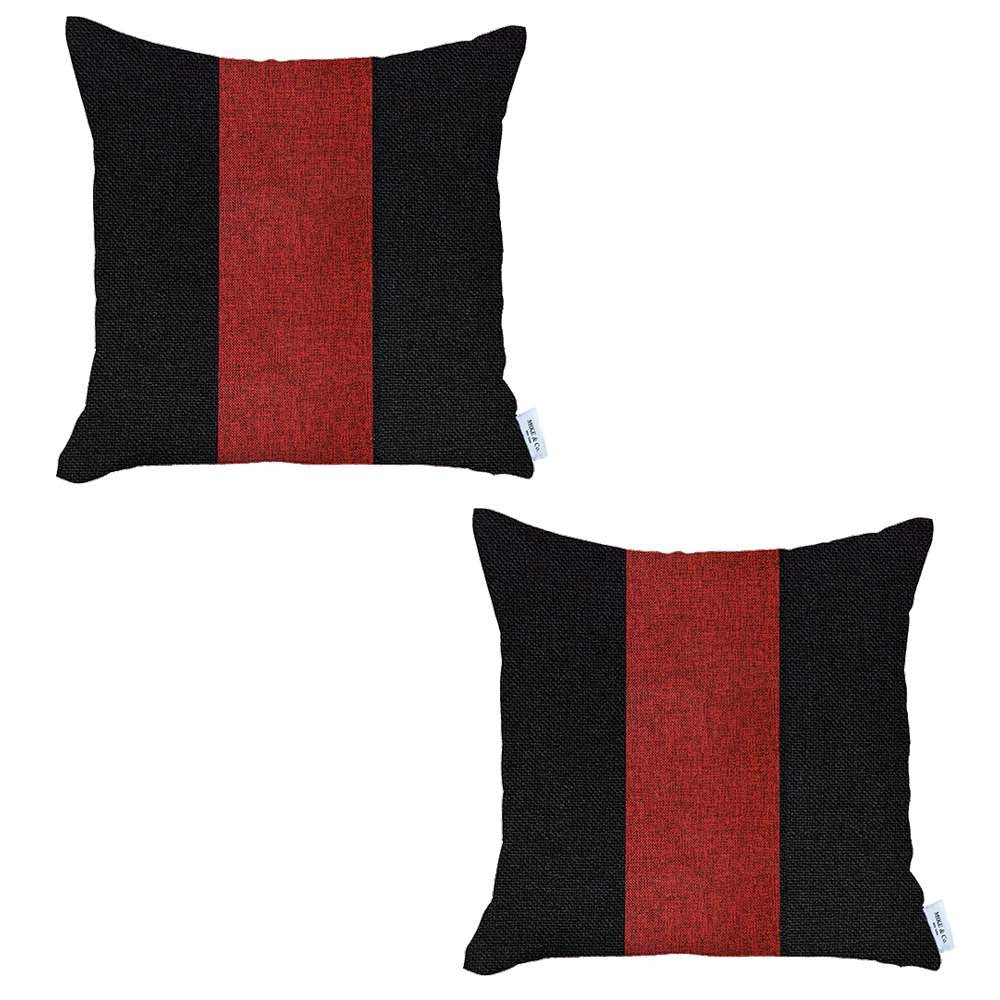 Set Of 2 Black And Red Center Pillow Covers - 99fab 