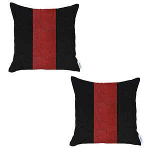 Set Of 2 Black And Red Center Pillow Covers