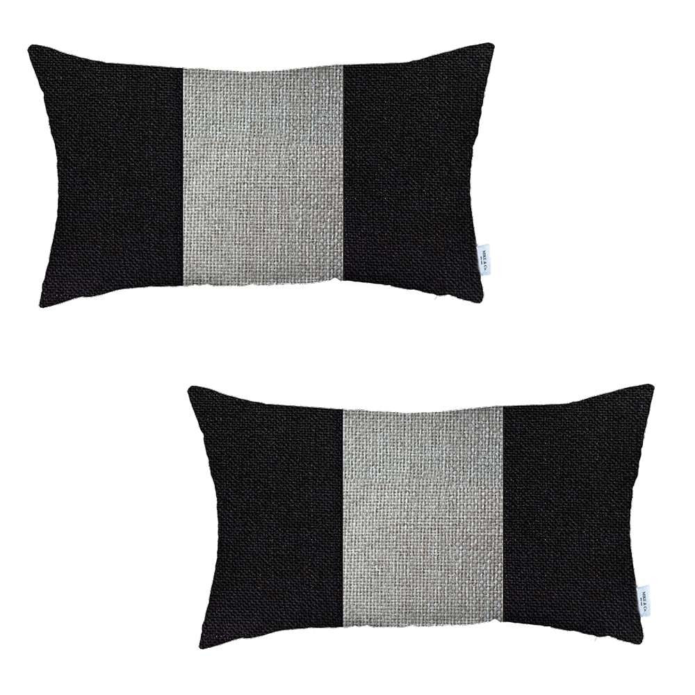 Set Of 2 Black And White Lumbar Pillow Covers - 99fab 