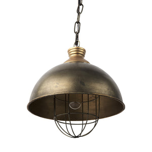 Distressed Bronze Metal Dome Hanging Light