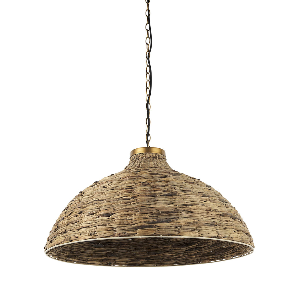 Brown Wicker Domed Hanging Pendant Light - 99fab 