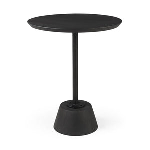 Dark Stain Pedestal Table With Black Detailing