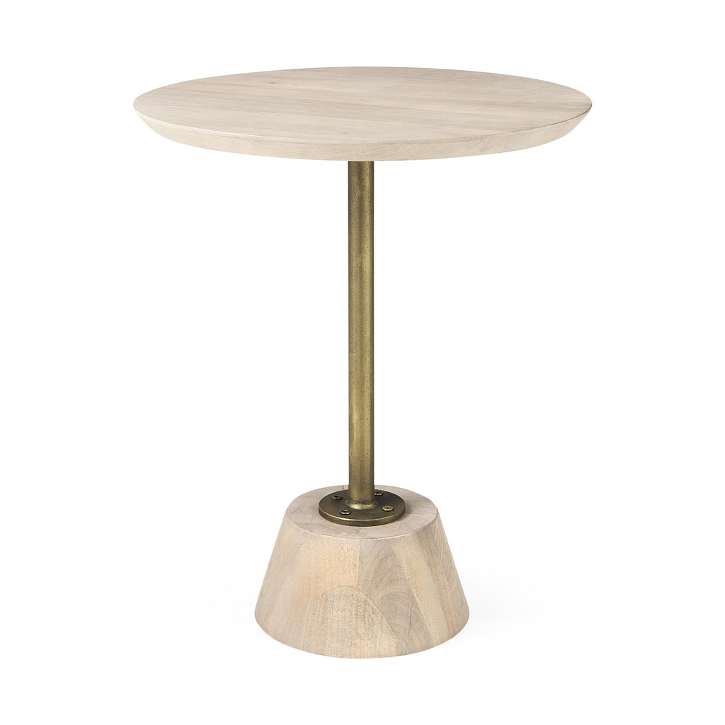 Light Blond Pedestal Table With Gold Detailing - 99fab 