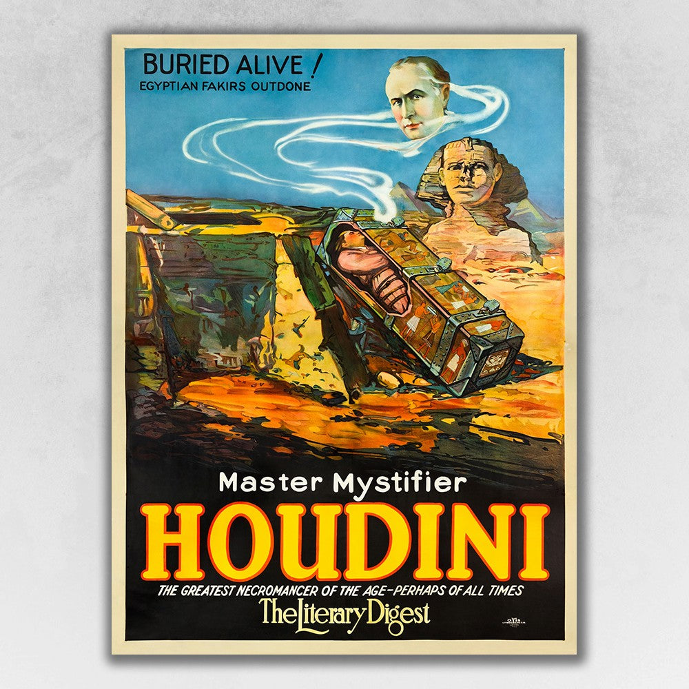 Master Mystifier Houdini Vintage Magic Unframed Print Wall Art - 99fab 