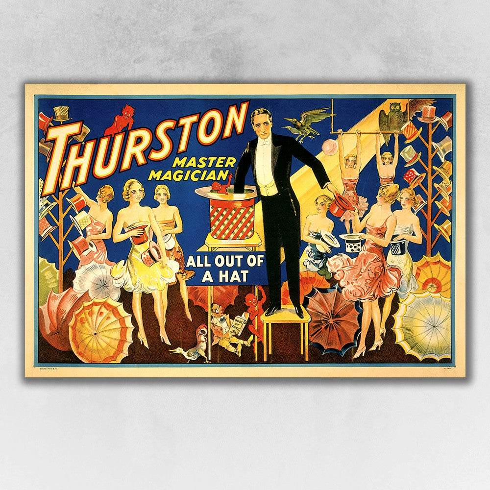 Thurston Out Of A Hat Vintage Magic Unframed Print Wall Art - 99fab 