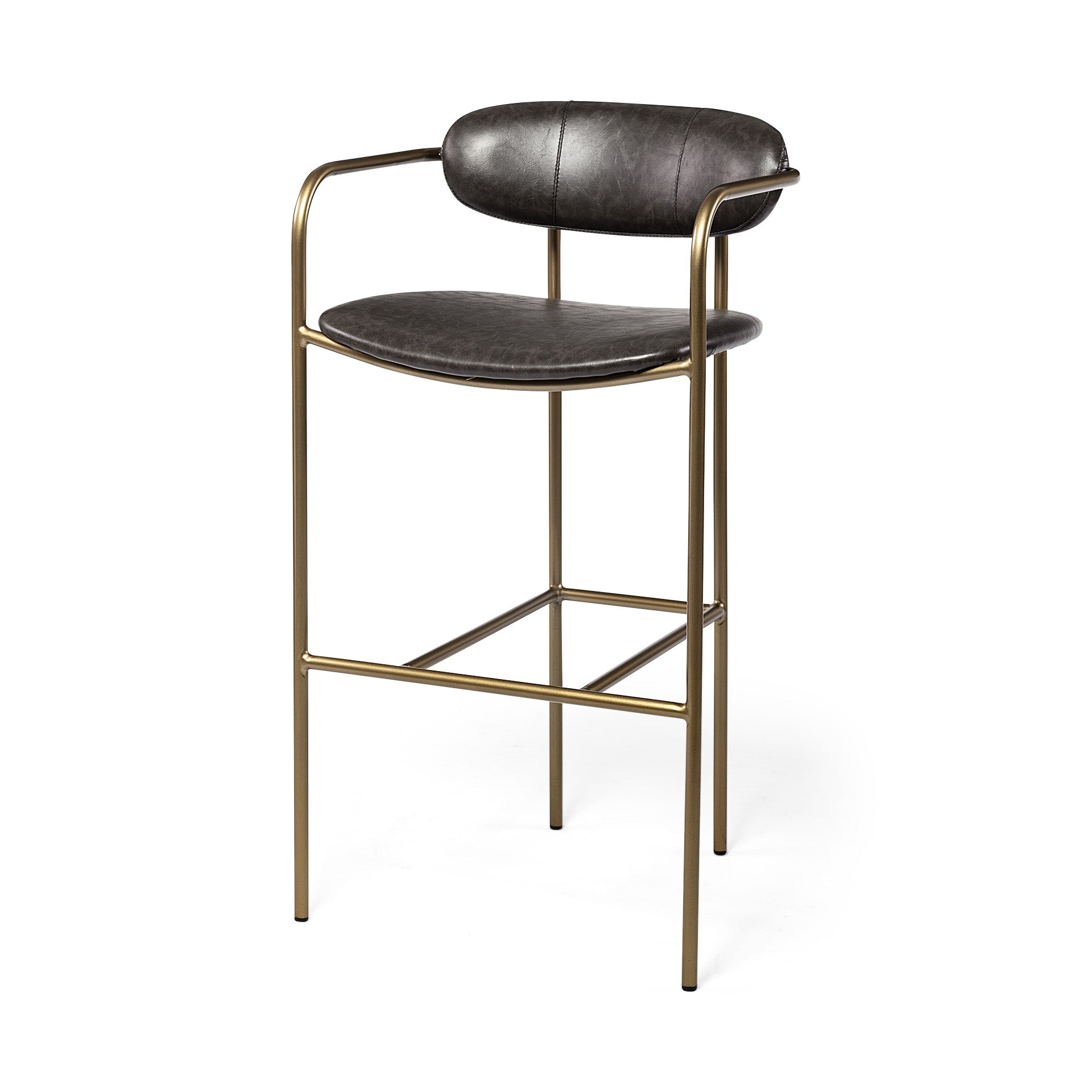 Brown Leather Gold Framed Bar Stool