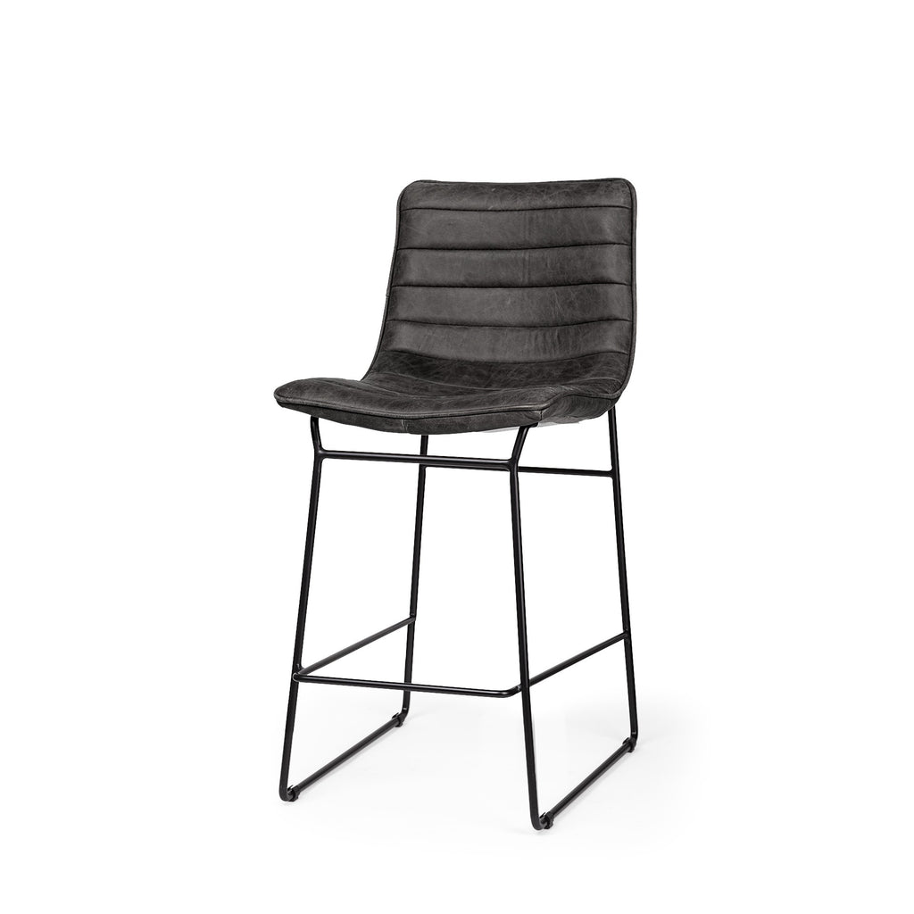 Black Leather Metal Frame Counter Stool - 99fab 