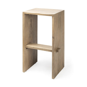 30" Minimal Light Brown Wood Bar Stool