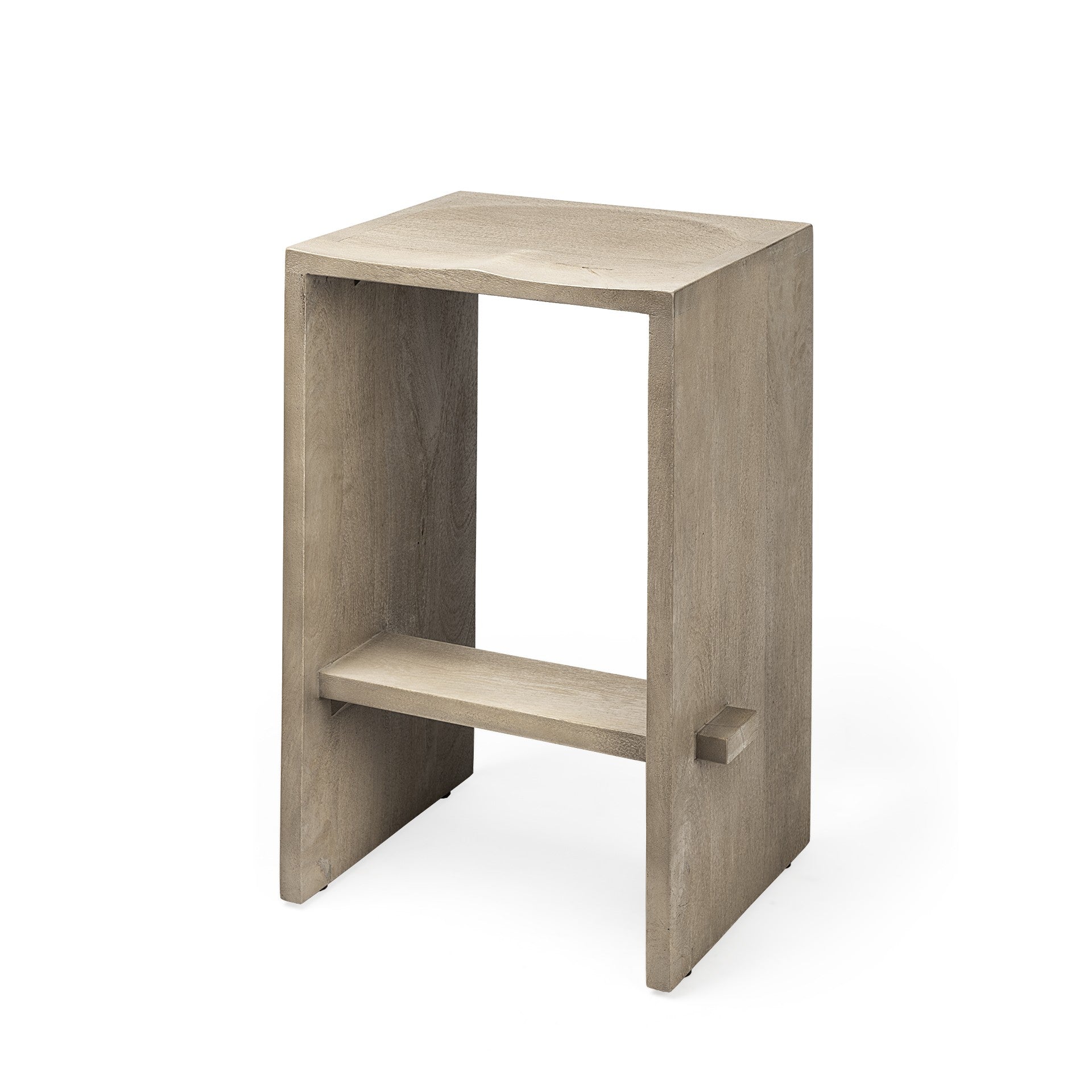 26" Minimal Cool Gray Brown Wood Counter Stool