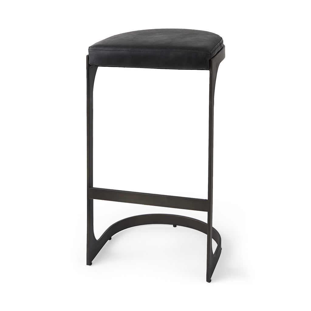 Black Leather C Shape Metal Bar Stool - 99fab 