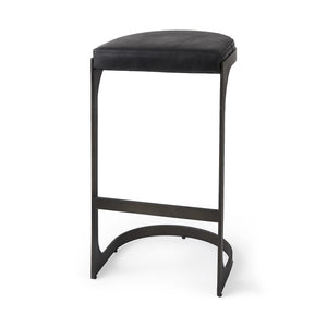 Black Leather C Shape Metal Bar Stool