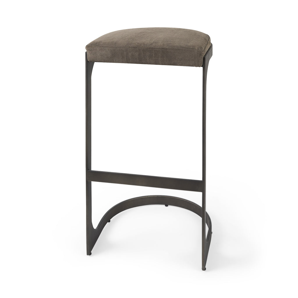 Dark Brown Leather C Shape Metal Bar Stool - 99fab 