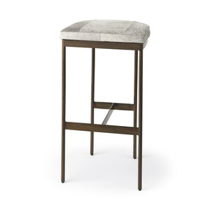 Cowhide Bar Stool With Gold Metal Frame