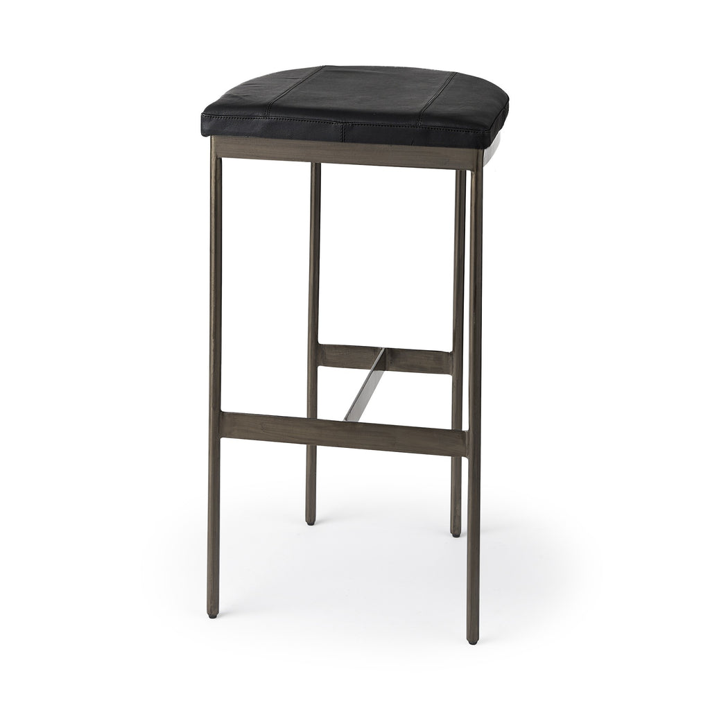 Black Leather Bar Stool With Gold Metal Frame - 99fab 