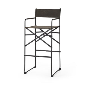 Espresso Leather Director's Chair Bar Stool