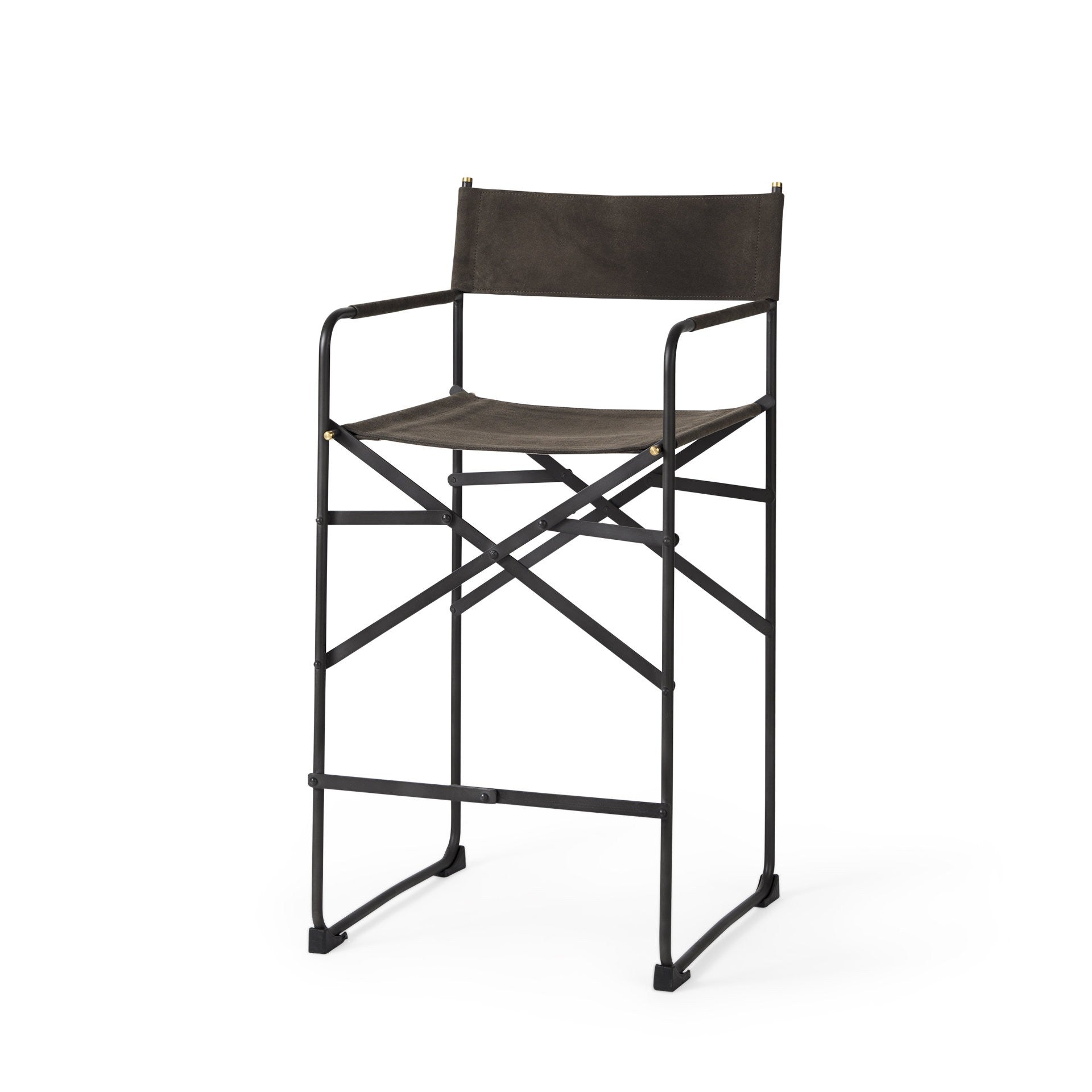 Espresso Leather Director's Chair Counter Stool