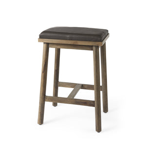 26" Dark Brown Faux Leather Counter Stool