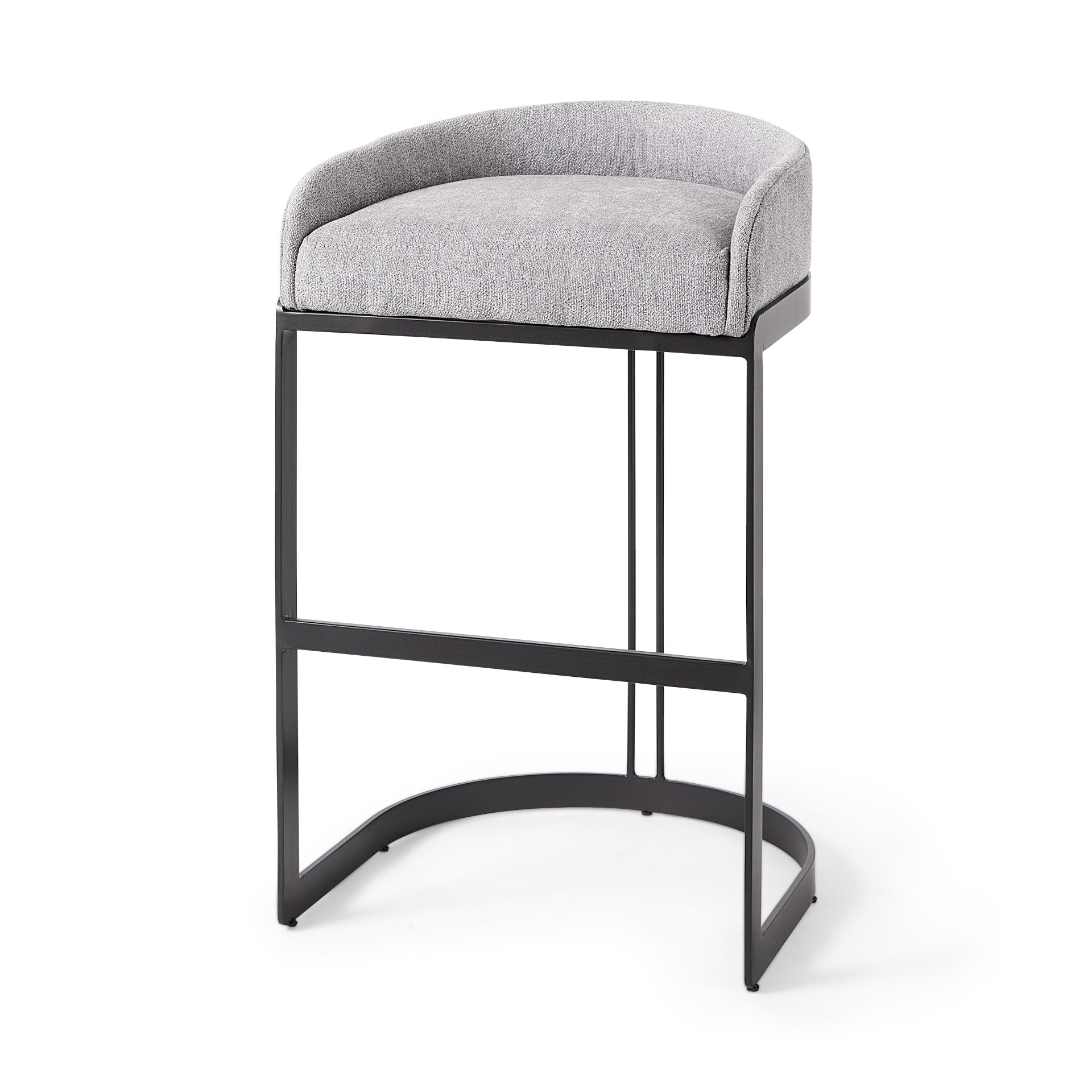 Light Gray Bar Stool With Black Metal Base