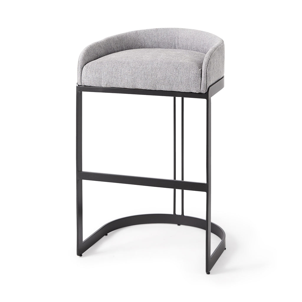 Light Gray Bar Stool With Black Metal Base - 99fab 