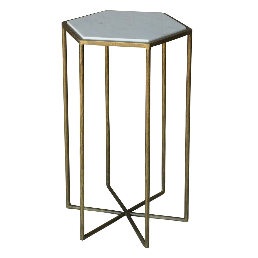 Geometric Gold And White Marble Side Table - 99fab 