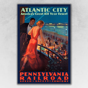 Vintage 1935 Atlantic City Travel Unframed Print Wall Art