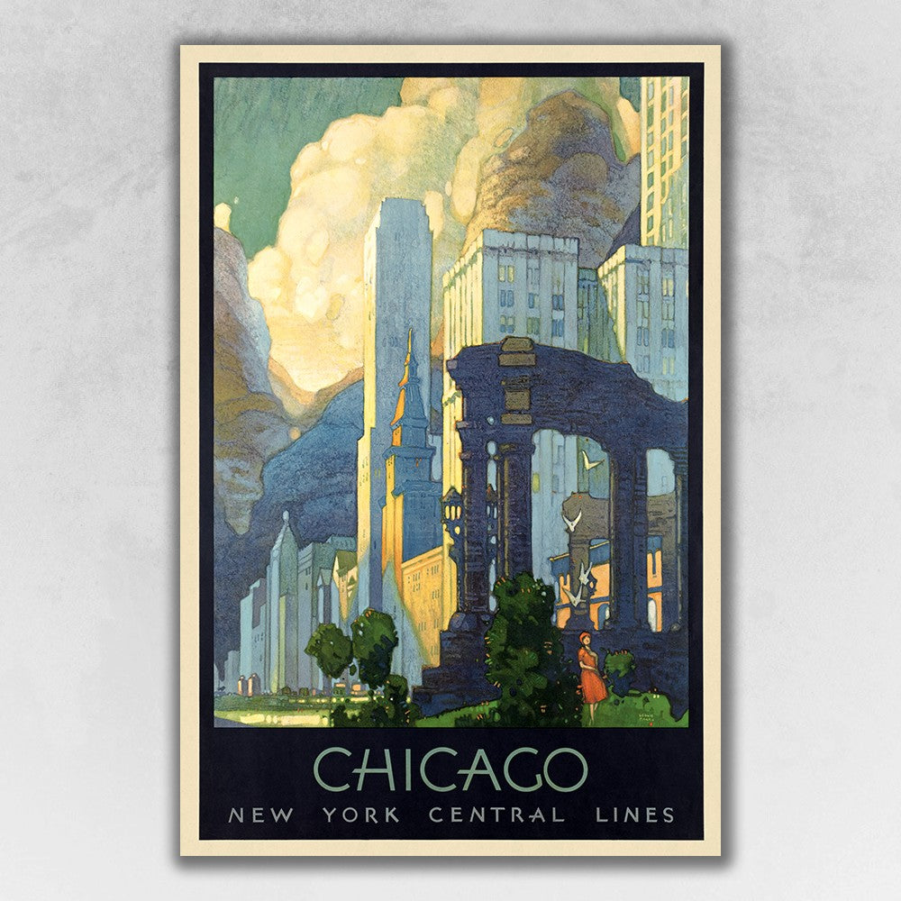Vintage 1929 Chicago Michigan Ave Travel Unframed Print Wall Art - 99fab 