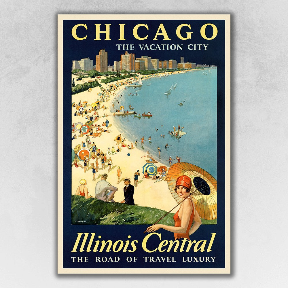 Vintage 1929 Chicago Vacation Travel Unframed Print Wall Art - 99fab 