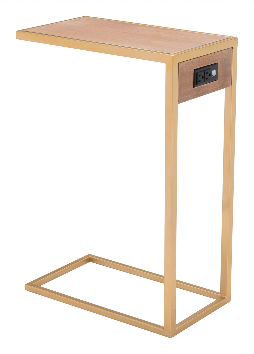 Gold and Brown Sliding Side Table - 99fab 